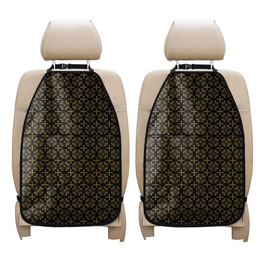 Black And Beige Orthodox Pattern Print Car Seat Organizers
