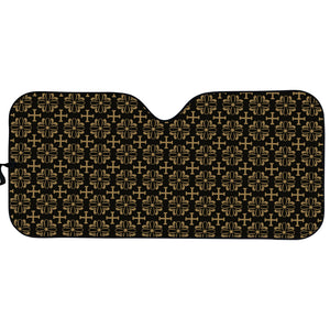 Black And Beige Orthodox Pattern Print Car Sun Shade