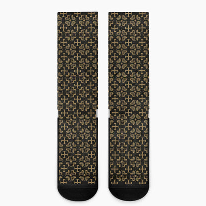 Black And Beige Orthodox Pattern Print Crew Socks