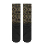 Black And Beige Orthodox Pattern Print Crew Socks