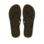Black And Beige Orthodox Pattern Print Flip Flops
