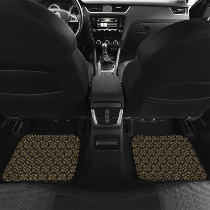 Black And Beige Orthodox Pattern Print Front and Back Car Floor Mats