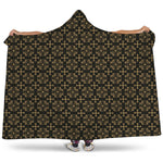 Black And Beige Orthodox Pattern Print Hooded Blanket