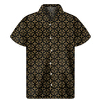 Black And Beige Orthodox Pattern Print Men's Short Sleeve Shirt