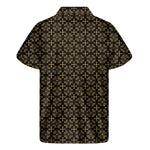 Black And Beige Orthodox Pattern Print Men's Short Sleeve Shirt