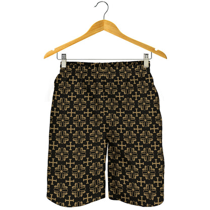 Black And Beige Orthodox Pattern Print Men's Shorts