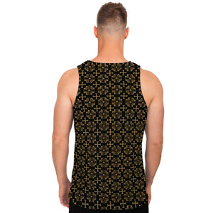 Black And Beige Orthodox Pattern Print Men's Tank Top