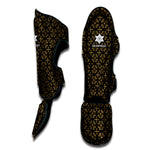 Black And Beige Orthodox Pattern Print Muay Thai Shin Guard