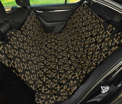Black And Beige Orthodox Pattern Print Pet Car Back Seat Cover