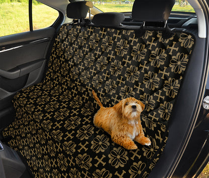 Black And Beige Orthodox Pattern Print Pet Car Back Seat Cover
