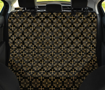 Black And Beige Orthodox Pattern Print Pet Car Back Seat Cover