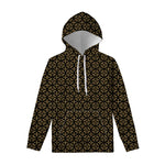 Black And Beige Orthodox Pattern Print Pullover Hoodie