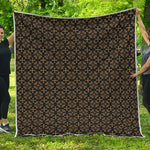 Black And Beige Orthodox Pattern Print Quilt