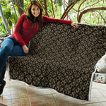 Black And Beige Orthodox Pattern Print Quilt