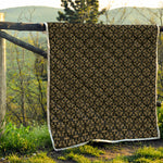 Black And Beige Orthodox Pattern Print Quilt