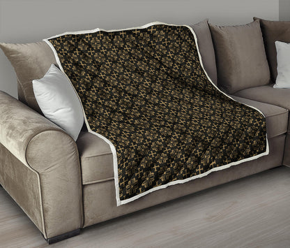 Black And Beige Orthodox Pattern Print Quilt