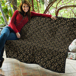 Black And Beige Orthodox Pattern Print Quilt