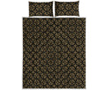 Black And Beige Orthodox Pattern Print Quilt Bed Set