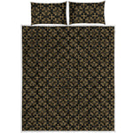 Black And Beige Orthodox Pattern Print Quilt Bed Set