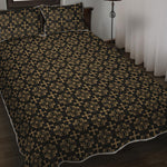 Black And Beige Orthodox Pattern Print Quilt Bed Set