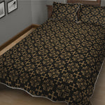 Black And Beige Orthodox Pattern Print Quilt Bed Set