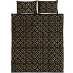 Black And Beige Orthodox Pattern Print Quilt Bed Set