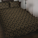Black And Beige Orthodox Pattern Print Quilt Bed Set