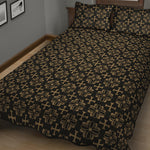 Black And Beige Orthodox Pattern Print Quilt Bed Set