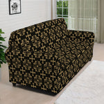 Black And Beige Orthodox Pattern Print Sofa Cover
