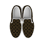 Black And Beige Orthodox Pattern Print White Slip On Shoes