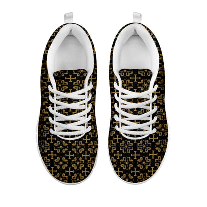 Black And Beige Orthodox Pattern Print White Sneakers