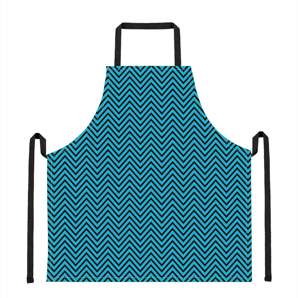 Black And Blue Chevron Pattern Print Apron