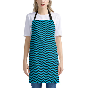 Black And Blue Chevron Pattern Print Apron