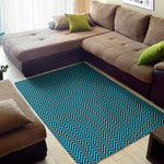 Black And Blue Chevron Pattern Print Area Rug