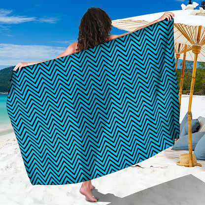 Black And Blue Chevron Pattern Print Beach Sarong Wrap
