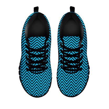Black And Blue Chevron Pattern Print Black Sneakers