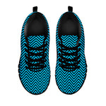 Black And Blue Chevron Pattern Print Black Sneakers