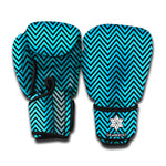Black And Blue Chevron Pattern Print Boxing Gloves