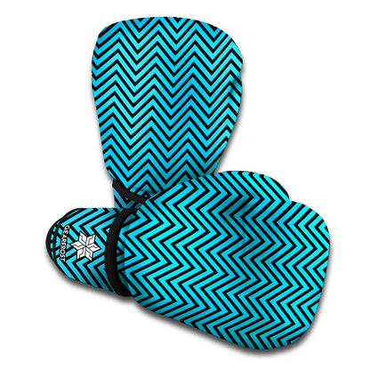 Black And Blue Chevron Pattern Print Boxing Gloves