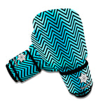 Black And Blue Chevron Pattern Print Boxing Gloves