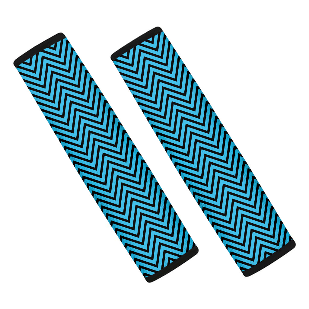 Black And Blue Chevron Pattern Print Car Seat Belt Covers