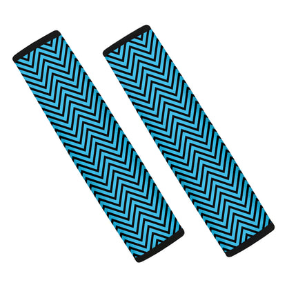 Black And Blue Chevron Pattern Print Car Seat Belt Covers