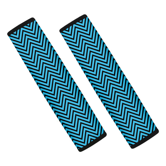 Black And Blue Chevron Pattern Print Car Seat Belt Covers
