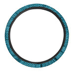 Black And Blue Chevron Pattern Print Car Steering Wheel Cover