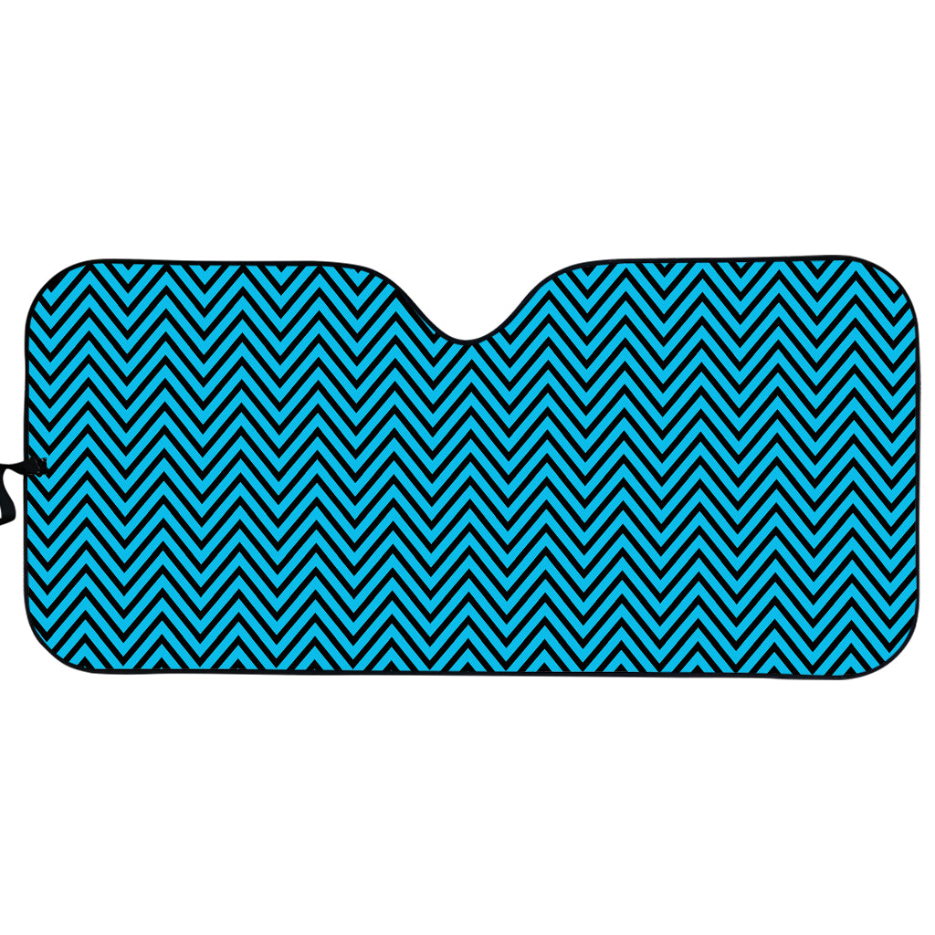 Black And Blue Chevron Pattern Print Car Sun Shade