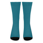 Black And Blue Chevron Pattern Print Crew Socks