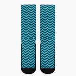 Black And Blue Chevron Pattern Print Crew Socks