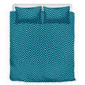 Black And Blue Chevron Pattern Print Duvet Cover Bedding Set