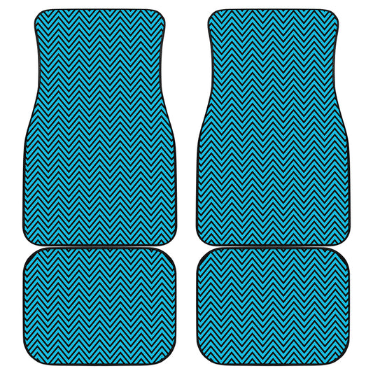 Black And Blue Chevron Pattern Print Front and Back Car Floor Mats
