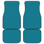 Black And Blue Chevron Pattern Print Front and Back Car Floor Mats